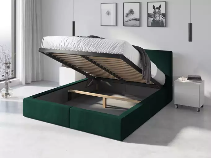 Visuale per Letto imbottito 120x200 - Hilton con contenitore, verde