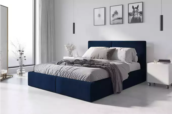 Visuale per Letto imbottito 120x200 Hilton con materasso, blu