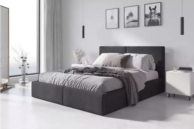 Visuale per Letto imbottito 120x200 Hilton, grafite