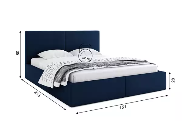 Dimensioni e specifiche per Letto imbottito 140x200 - Hilton con contenitore, blu Dimensioni e specifiche per Letto imbottito 140x200 - Hilton con contenitore, blu