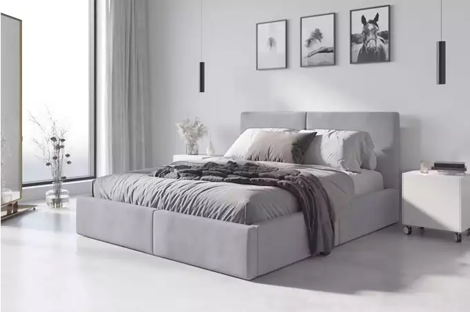 Visuale per Letto imbottito 140x200 Hilton, grigio perlato