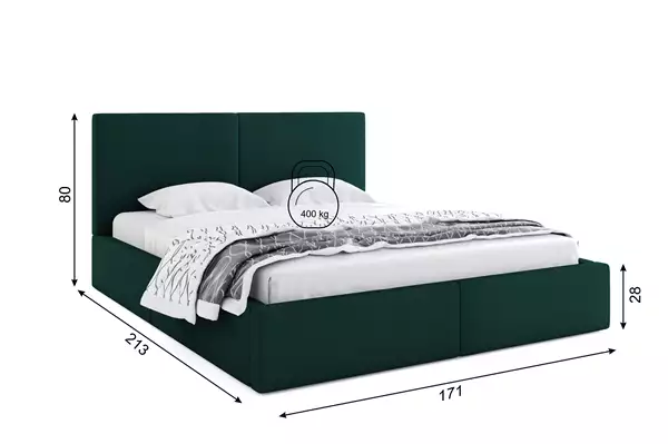 Dimensioni e specifiche per Letto imbottito 160x200 Hilton, verde Dimensioni e specifiche per Letto imbottito 160x200 Hilton, verde