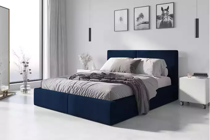 Visualizzazione per Letto imbottito da camera HILTON 120X200 con contenitore, blu