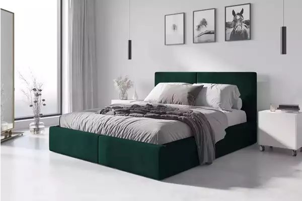 Visualizzazione per Letto imbottito da camera HILTON 160x200 con contenitore, verde Visualizzazione per Letto imbottito da camera HILTON 160x200 con contenitore, verde