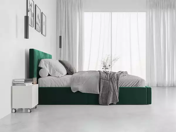 Componenti del Letto imbottito HILTON 120X200 con contenitore, verde Componenti del Letto imbottito HILTON 120X200 con contenitore, verde
