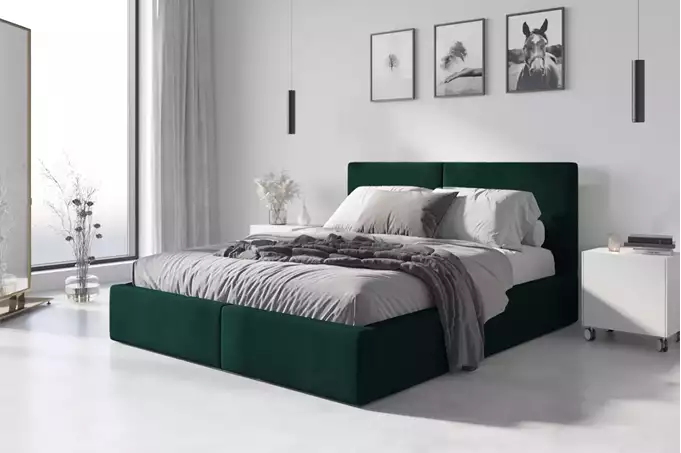 Visualizzazione per Letto imbottito HILTON 120X200 con contenitore, verde