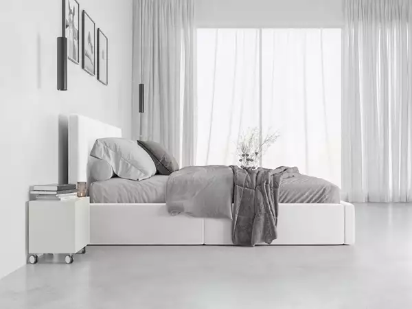 Componenti del Letto imbottito HILTON 140X200 con contenitore, bianco
