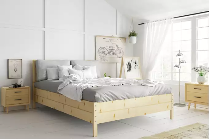 Letto in legno 160x200 – Continentale in pino con rete sollevabile w2
