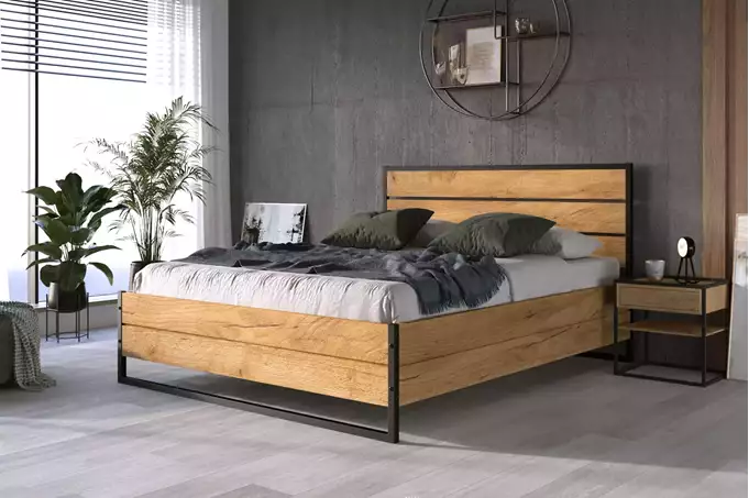 Visualizzazione per Letto matrimoniale LOFT 160X200 con contenitore, in legno di quercia