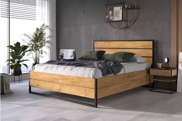 Visualizzazione per Letto matrimoniale LOFT 180x200 con contenitore, in legno di quercia Visualizzazione per Letto matrimoniale LOFT 180x200 con contenitore, in legno di quercia