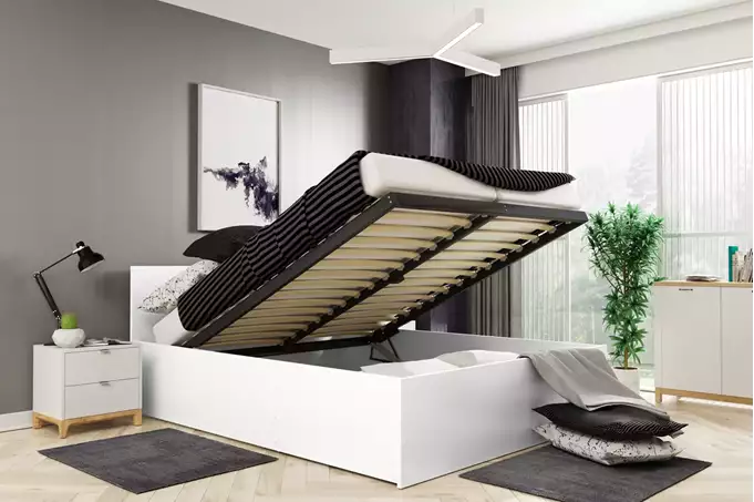 Visualizzazione per Letto matrimoniale PANAMAX 160X200 con materasso e contenitore, bianco