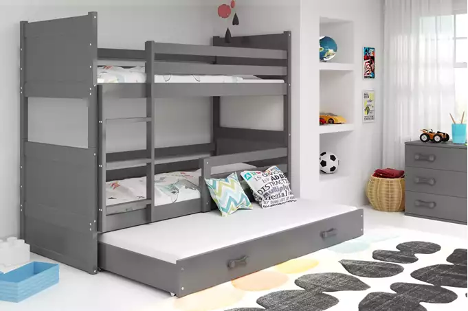 Visualizzazione per Letto per adolescenti a tre posti RICO 90X200 con cassetto, grafite