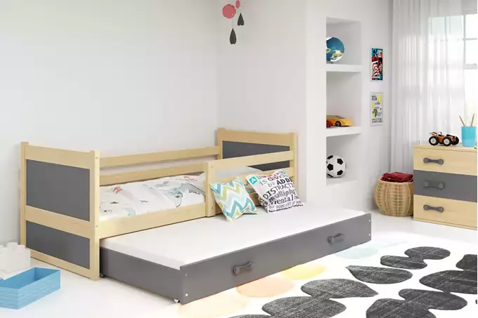 Visualizzazione per Letto per adolescenti estraibile RICO 90X200 con cassetto, pino/grafite