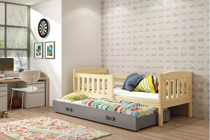 Visualizzazione per Letto per bambini estraibile KUBUŚ 80x160 con materasso e cassetto, pino/grafite