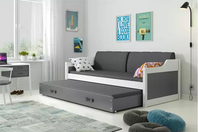Visualizzazione per Letto per giovani estraibile DAWID 90x200 con materasso e cassetto, bianco/grafite