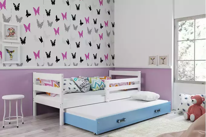 Visualizzazione per Letto per giovani estraibile ERYK 80X190 con cassetto, bianco/blu