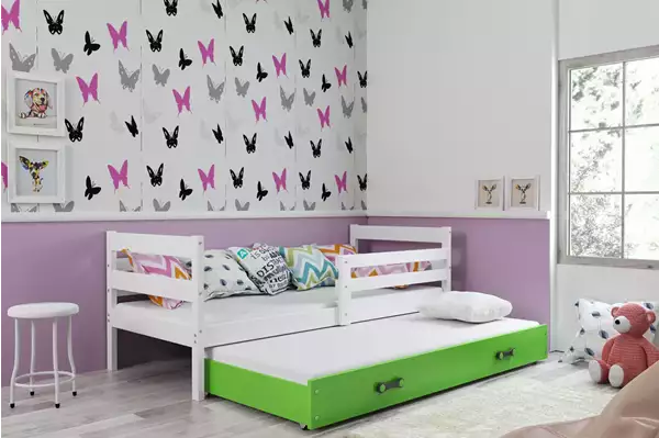 Visualizzazione per Letto per giovani estraibile ERYK 80x190 con cassetto, bianco/verde Visualizzazione per Letto per giovani estraibile ERYK 80x190 con cassetto, bianco/verde