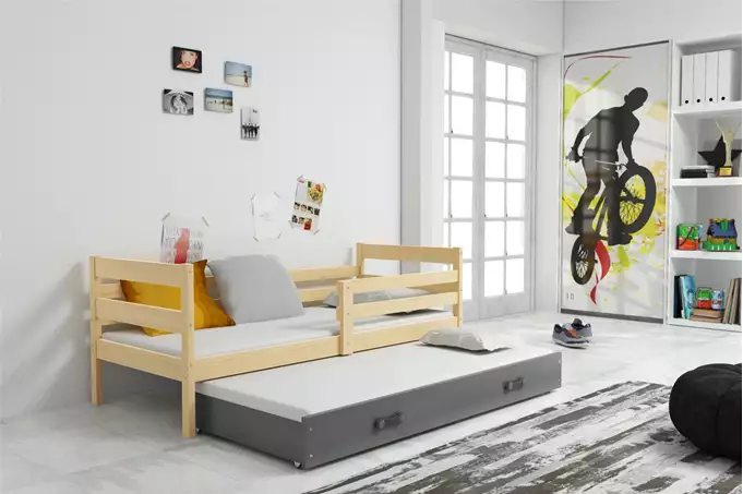 Visualizzazione per Letto per giovani estraibile ERYK 90X200 con materasso e cassetto, pino/grafite