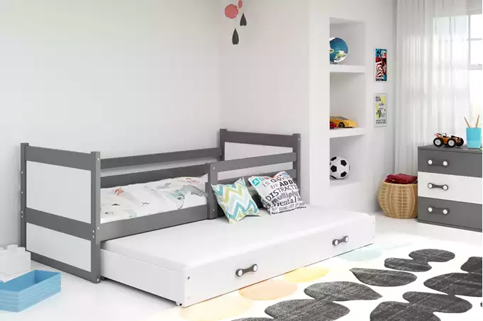 Visualizzazione per Letto per giovani estraibile RICO 90x200 con cassetto, grafite/bianco