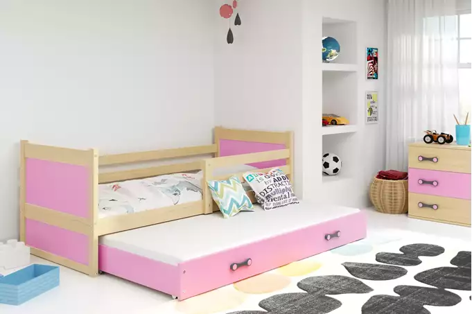 Visualizzazione per Letto per giovani estraibile RICO 90x200 con cassetto, pino/rosa