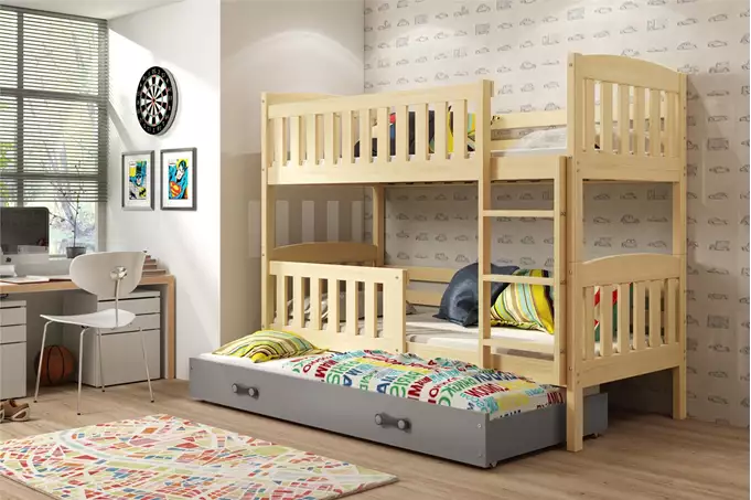 Visualizzazione per Letto per giovani tre posti KUBUŚ 90X200 con cassetto, pino/grafite
