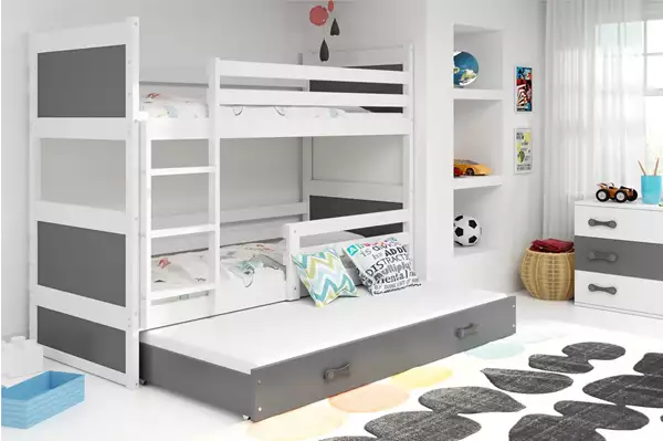 Visualizzazione per Letto per giovani triplo RICO 90x200 con materasso e cassetto, bianco/grafite
