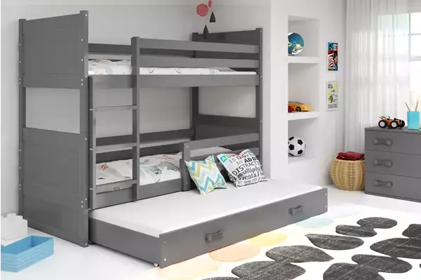 Visualizzazione per Letto per ragazzi a tre posti RICO 90X190 con cassetto, grafite Visualizzazione per Letto per ragazzi a tre posti RICO 90X190 con cassetto, grafite