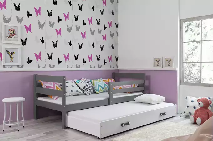 Visualizzazione per Letto per ragazzi estraibile ERYK 80x190 con cassetto, grafite/bianco
