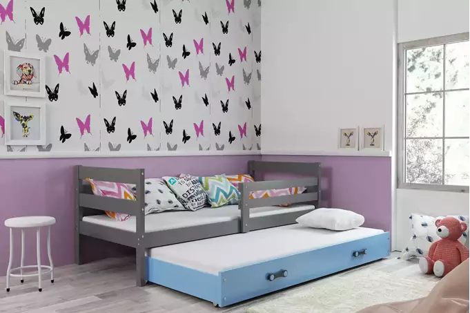Visualizzazione per Letto per ragazzi estraibile ERYK 80X190 con cassetto, grafite/blu