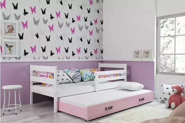 Visualizzazione per Letto per ragazzi estraibile ERYK 90X190 con cassetto, bianco/rosa