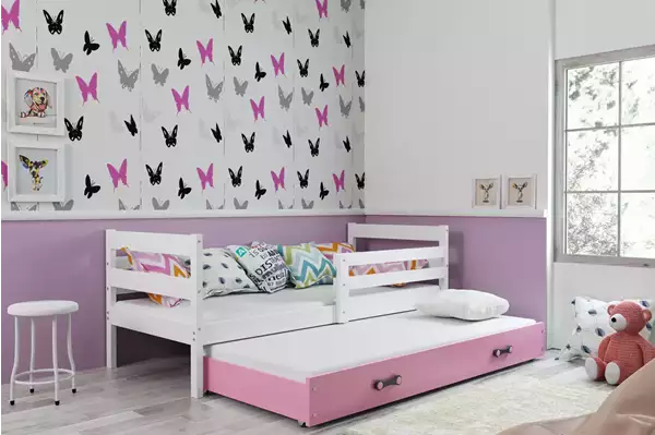 Visualizzazione per Letto per ragazzi estraibile ERYK 90x200 con cassetto, bianco/rosa