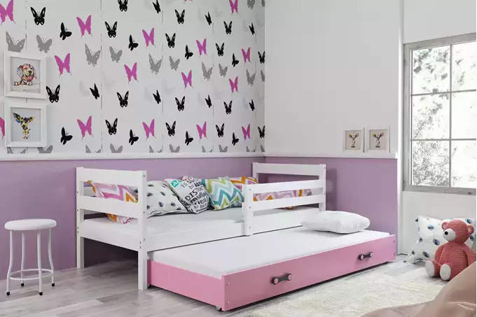 Visualizzazione per Letto per ragazzi estraibile ERYK 90x200 con cassetto, bianco/rosa