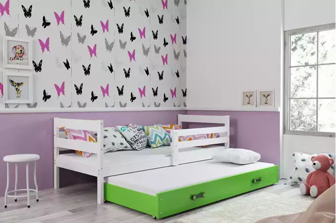 Visualizzazione per Letto per ragazzi estraibile ERYK 90x200 con cassetto, bianco/verde