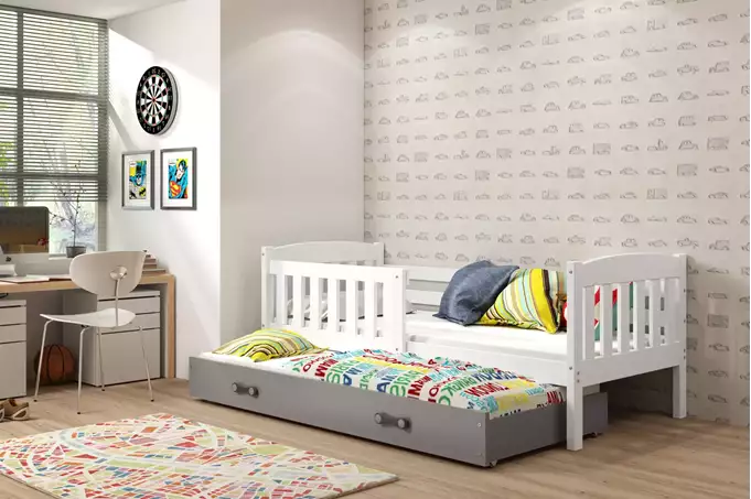 Visualizzazione per Letto per ragazzi estraibile KUBUŚ 90x190 con cassetto, bianco/grafite