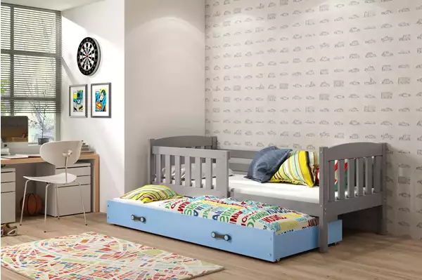 Visualizzazione per Letto per ragazzi estraibile KUBUŚ 90X200 con cassetto, grafite/blu Visualizzazione per Letto per ragazzi estraibile KUBUŚ 90X200 con cassetto, grafite/blu