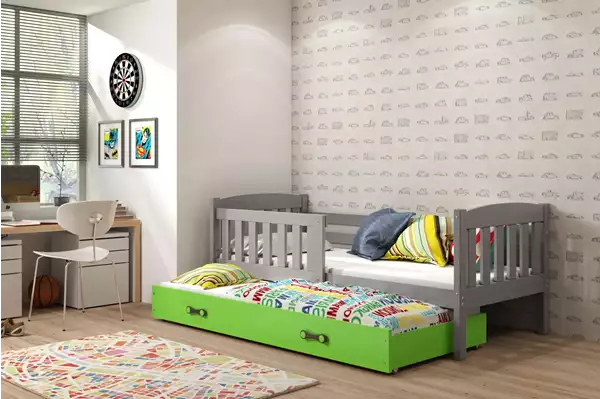 Visualizzazione per Letto per ragazzi estraibile KUBUŚ 90X200 con cassetto, grafite/verde Visualizzazione per Letto per ragazzi estraibile KUBUŚ 90X200 con cassetto, grafite/verde
