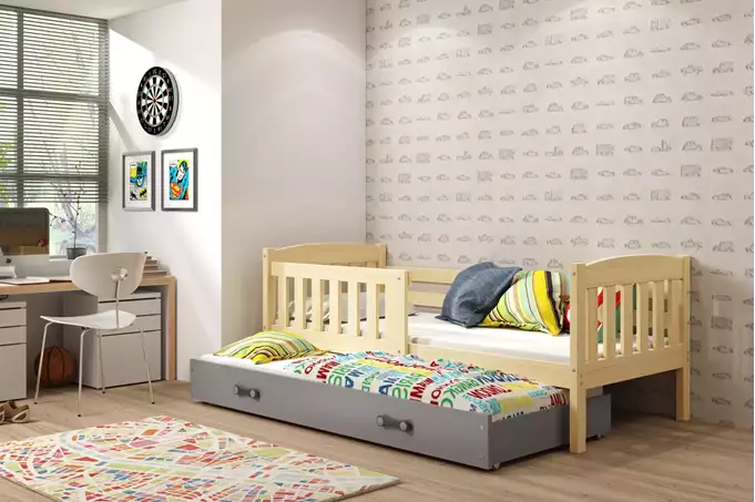 Visualizzazione per Letto per ragazzi estraibile KUBUŚ 90X200 con cassetto, pino/grafite