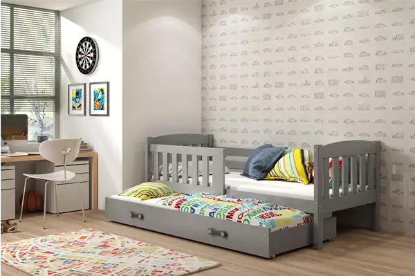 Visualizzazione per Letto per ragazzi estraibile KUBUŚ 90x200 con materasso e cassetto, grafite Visualizzazione per Letto per ragazzi estraibile KUBUŚ 90x200 con materasso e cassetto, grafite