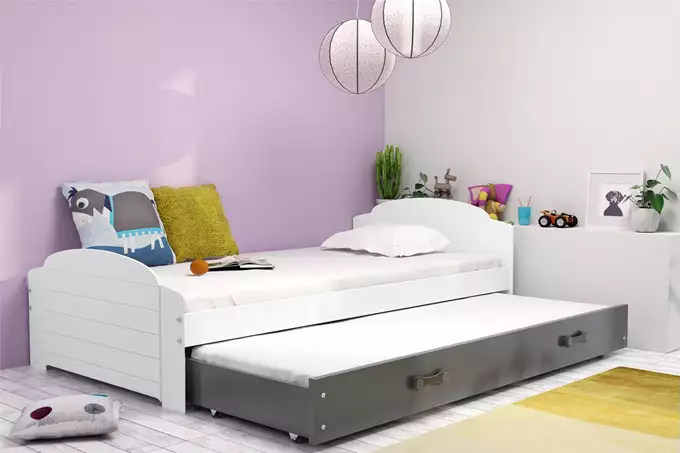 Visualizzazione per Letto per ragazzi estraibile LILI 90X200 con cassetto, bianco/grafite