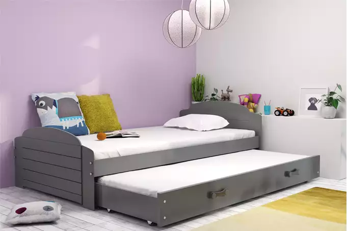 Visualizzazione per Letto per ragazzi estraibile LILI 90X200 con materasso e cassetto, grafite