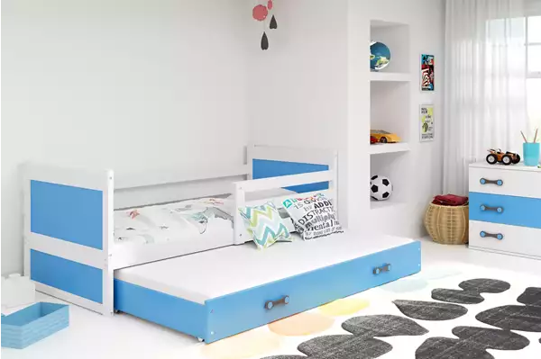 Visualizzazione per Letto per ragazzi estraibile RICO 90X190 con cassetto, bianco/blu Visualizzazione per Letto per ragazzi estraibile RICO 90X190 con cassetto, bianco/blu