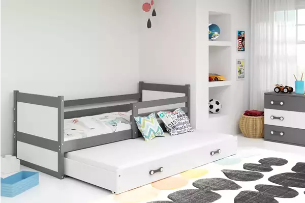 Visualizzazione per Letto per ragazzi estraibile RICO 90x190 con cassetto, grafite/bianco Visualizzazione per Letto per ragazzi estraibile RICO 90x190 con cassetto, grafite/bianco