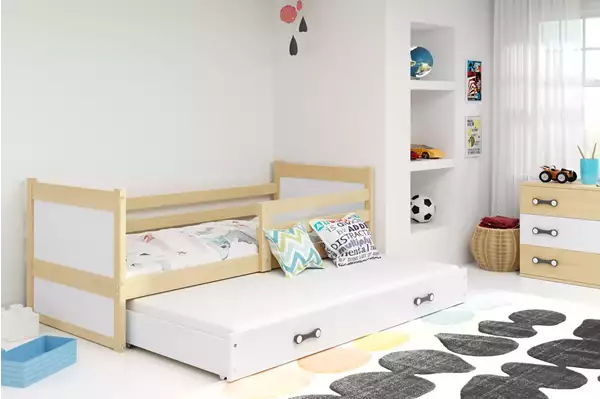 Visualizzazione per Letto per ragazzi estraibile RICO 90X190 con cassetto, pino/bianco