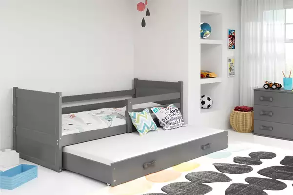 Visualizzazione per Letto per ragazzi estraibile RICO 90X190 con materasso e cassetto, grafite