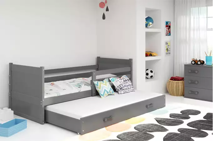 Visualizzazione per Letto per ragazzi estraibile RICO 90X200 con materasso e cassetto, grafite