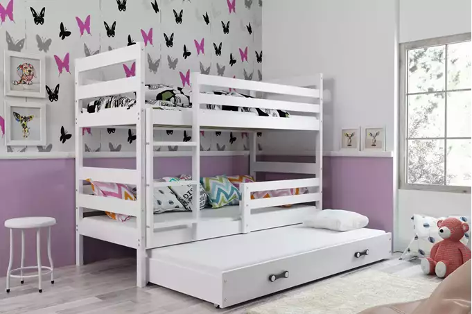 Visualizzazione per Letto per ragazzi triplo ERYK 90X200 con cassetto, bianco