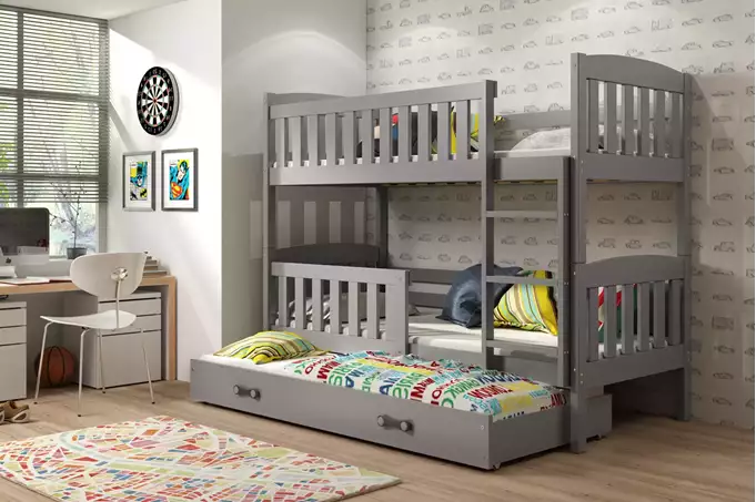Visualizzazione per Letto per ragazzi triplo KUBUŚ 90X190 con cassetto, grafite