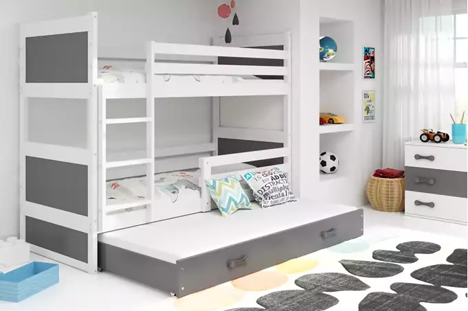 Visualizzazione per Letto per ragazzi triposto RICO 90x200 con cassetto, bianco/grafite