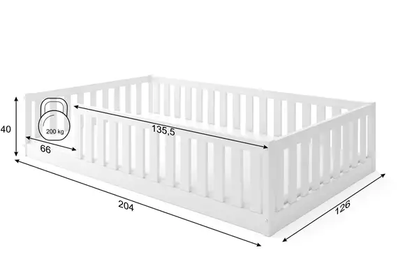 Letto Singolo Per Bambini Bella Sima 120x200, Bianco Rozmiar