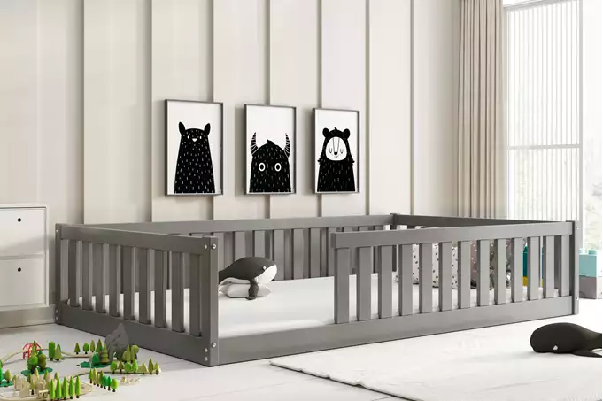 Letto Singolo Per Bambini Bella Sima 120x200, Grafite Wizualizacja
